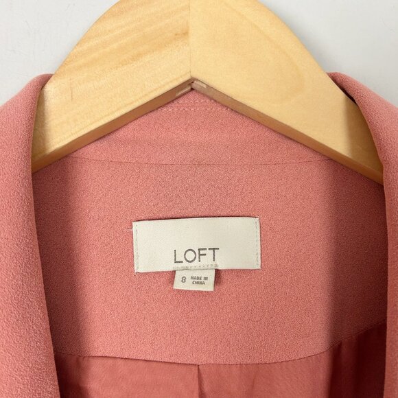 Loft Mauve Pink Blazer Jacket Open Front 3/4 Sleeve Career Size 8 Women's - Picture 4 of 4